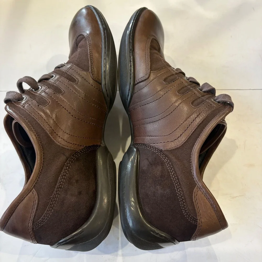Kenneth Cole Fly By Nite Mens Brown Leather Canvas Sneakers M72859 Size 10M